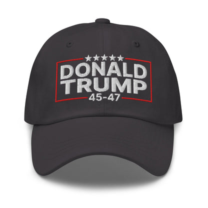 Donald Trump 45-47 Embroidered Dad Hat - Dark Grey