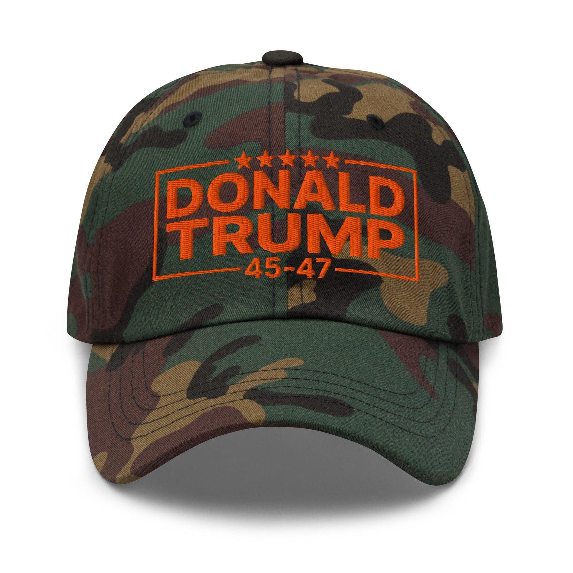 Donald Trump 45-47 Embroidered Dad Hat - Green Camo