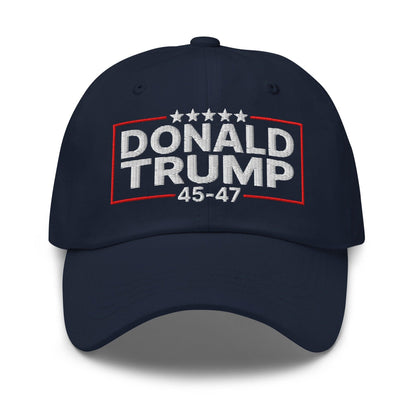 Donald Trump 45-47 Embroidered Dad Hat - Navy