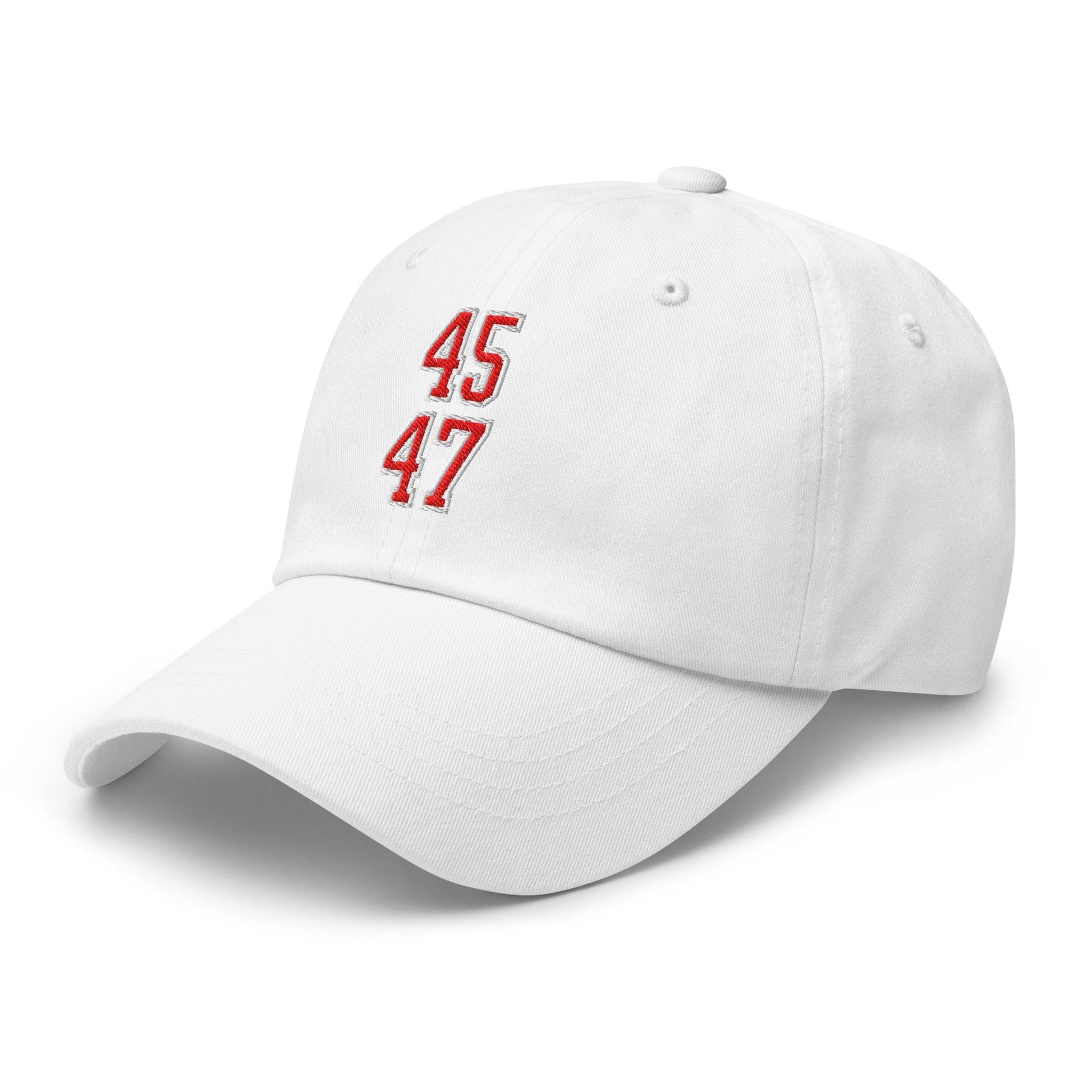 Donald Trump 45-47 Embroidered Dad Hat Red/White