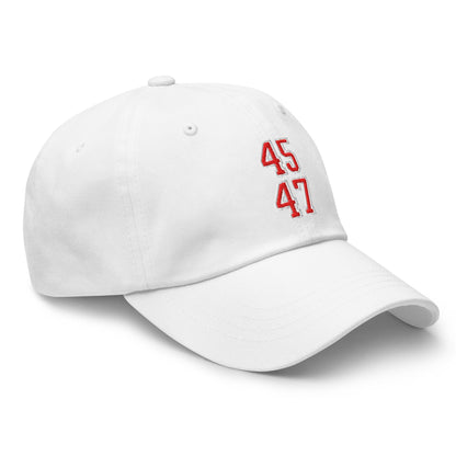 Donald Trump 45-47 Embroidered Dad Hat Red/White