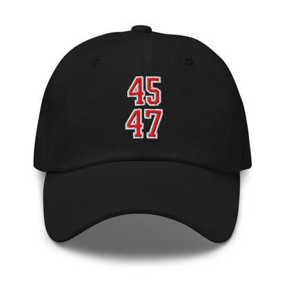 Donald Trump 45-47 Embroidered Dad Hat Red/White - Black