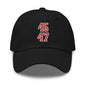 Donald Trump 45-47 Embroidered Dad Hat Red/White - Black