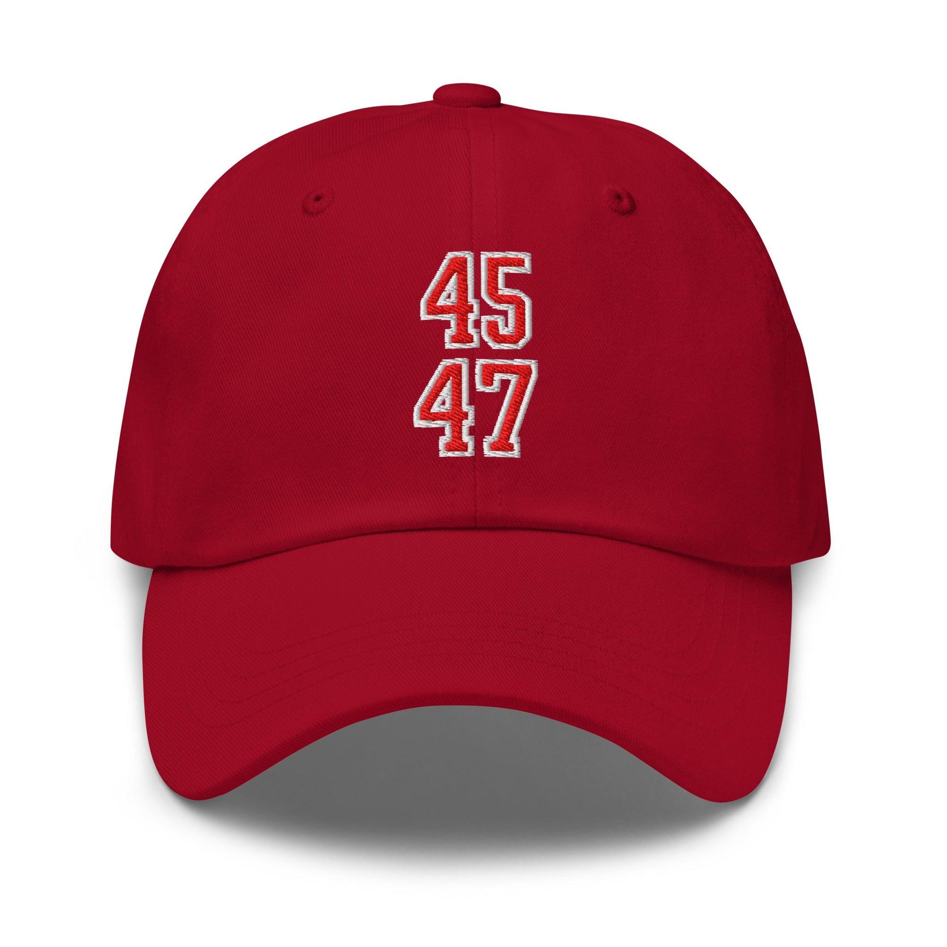 Donald Trump 45-47 Embroidered Dad Hat Red/White - Cranberry
