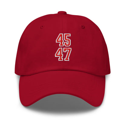 Donald Trump 45-47 Embroidered Dad Hat Red/White - Cranberry