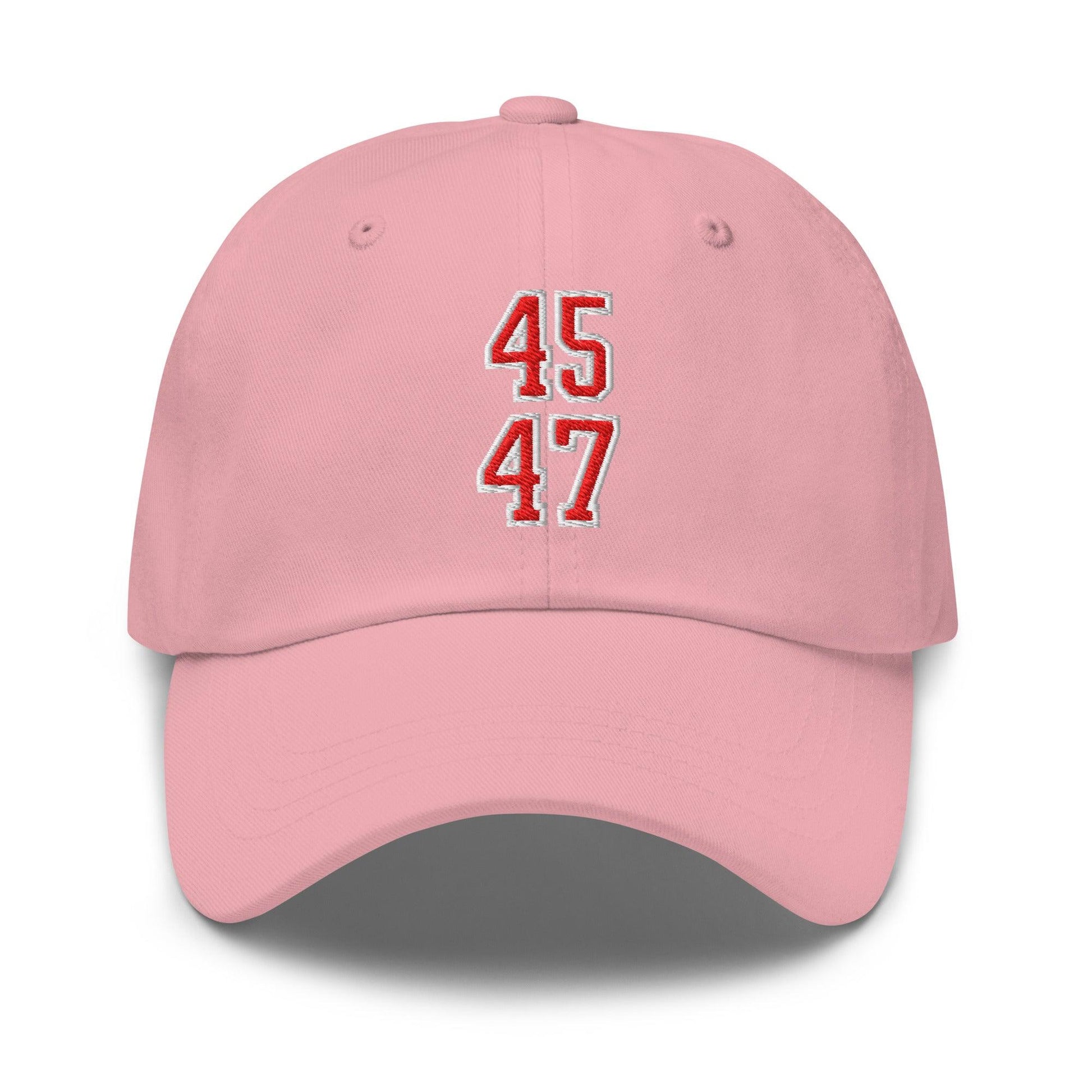 Donald Trump 45-47 Embroidered Dad Hat Red/White - Pink