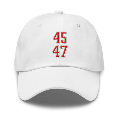 Donald Trump 45-47 Embroidered Dad Hat Red/White - White