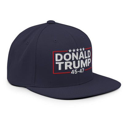 Donald Trump 45-47 Embroidered Flat Bill Brim Snapback Hat