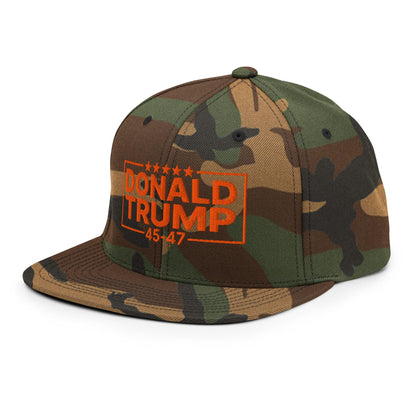 Donald Trump 45-47 Embroidered Flat Bill Brim Snapback Hat