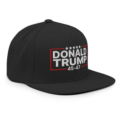 Donald Trump 45-47 Embroidered Flat Bill Brim Snapback Hat