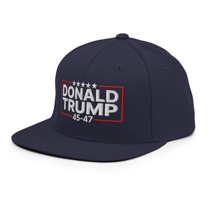 Donald Trump 45-47 Embroidered Flat Bill Brim Snapback Hat