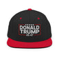 Donald Trump 45-47 Embroidered Flat Bill Brim Snapback Hat - Black/ Red