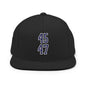 Donald Trump 45-47 Embroidered Flat Bill Brim Snapback Hat Blue/White - Black