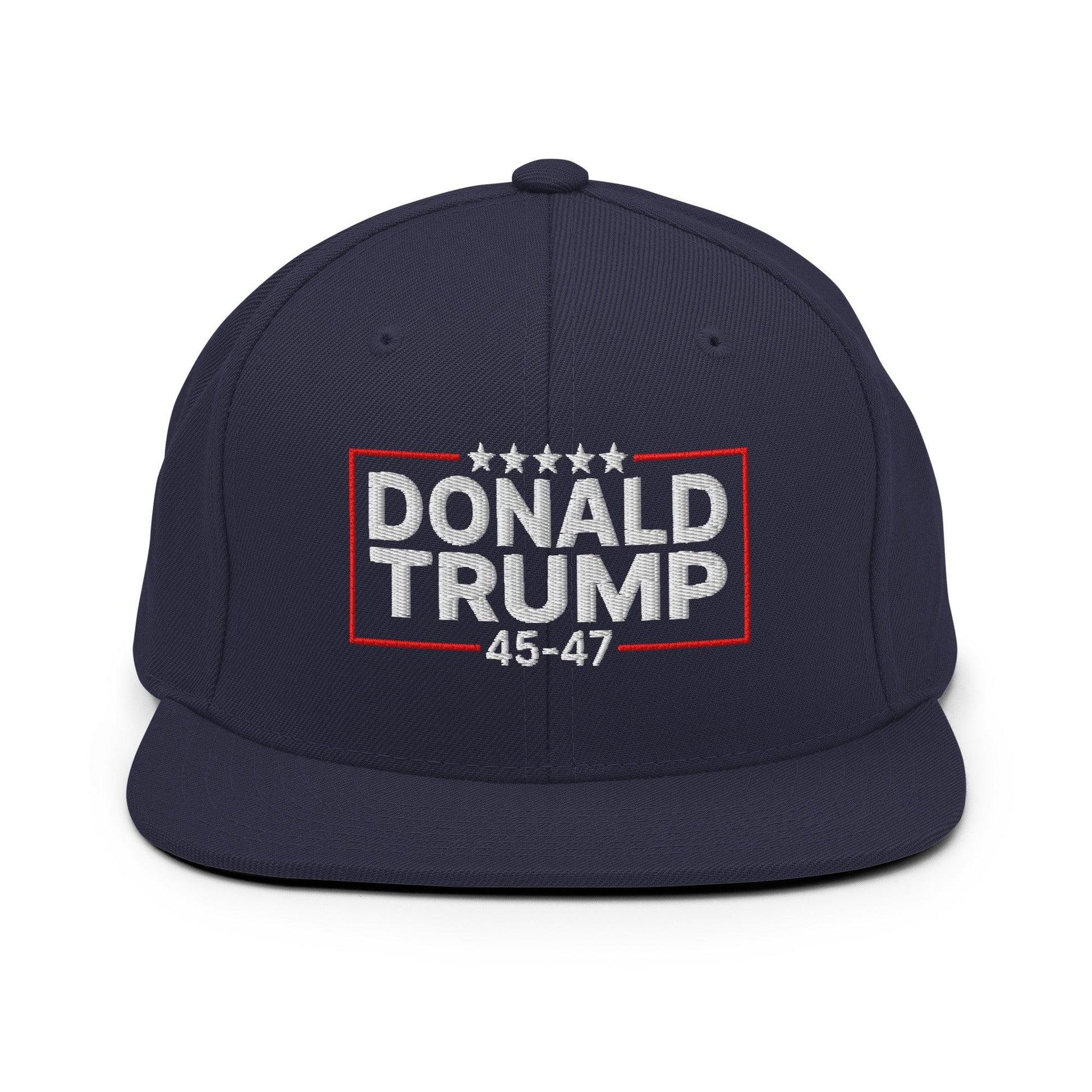 Donald Trump 45-47 Embroidered Flat Bill Brim Snapback Hat - Navy