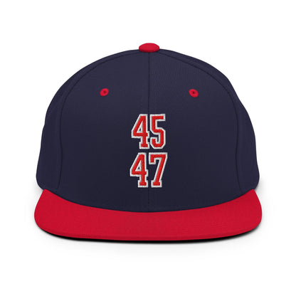 Donald Trump 45-47 Embroidered Flat Bill Brim Snapback Hat Red/White - Navy/ Red