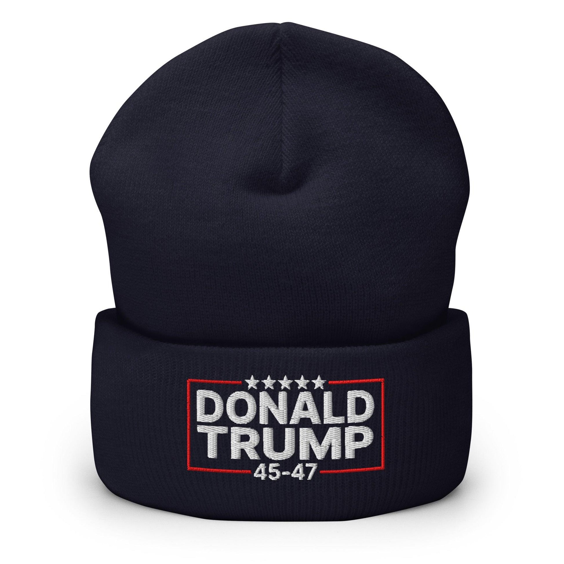 Donald Trump 45-47 Embroidered Knit Cuffed Beanie - Navy