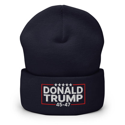 Donald Trump 45-47 Embroidered Knit Cuffed Beanie - Navy