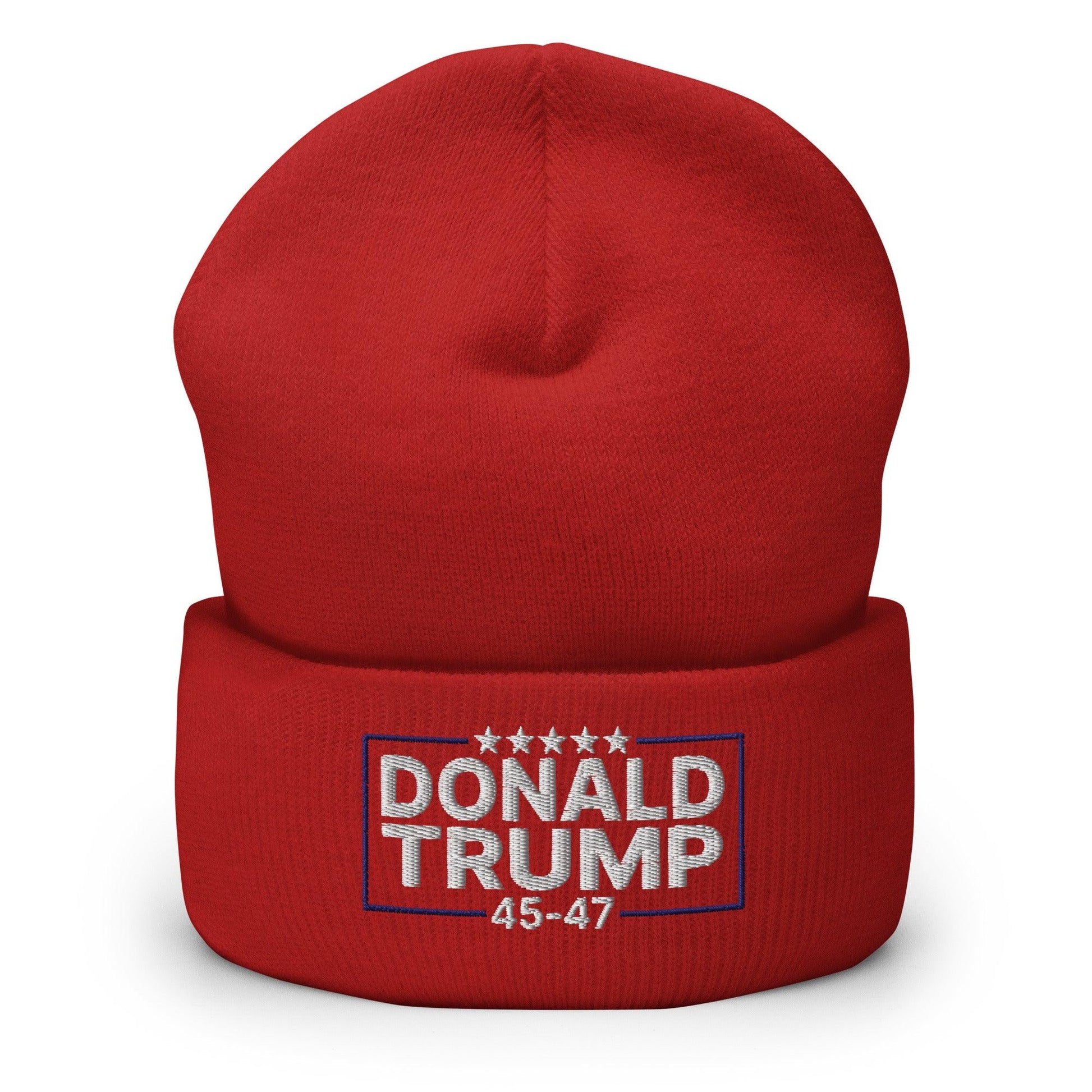 Donald Trump 45-47 Embroidered Knit Cuffed Beanie - Red
