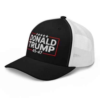 Donald Trump 45-47 Embroidered Mesh Trucker Hat