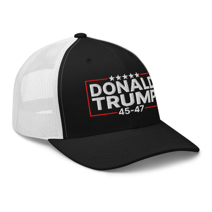 Donald Trump 45-47 Embroidered Mesh Trucker Hat