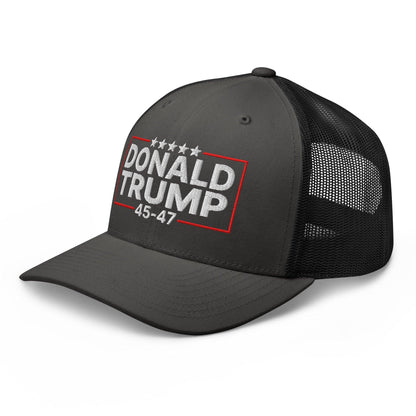 Donald Trump 45-47 Embroidered Mesh Trucker Hat