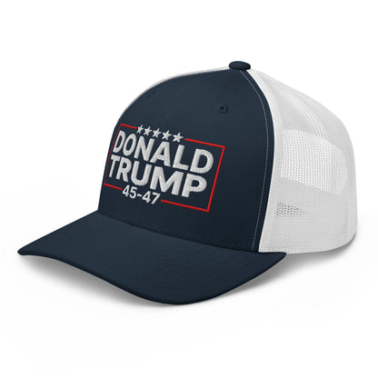 Donald Trump 45-47 Embroidered Mesh Trucker Hat