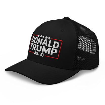 Donald Trump 45-47 Embroidered Mesh Trucker Hat