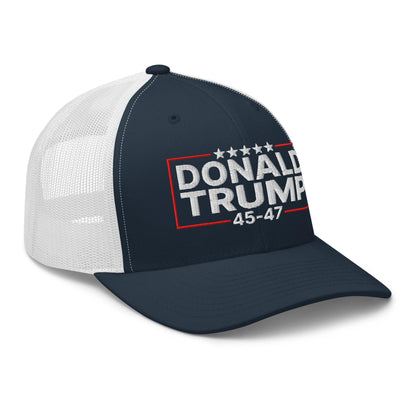 Donald Trump 45-47 Embroidered Mesh Trucker Hat