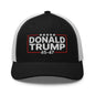 Donald Trump 45-47 Embroidered Mesh Trucker Hat - Black/ White