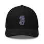 Donald Trump 45-47 Embroidered Mesh Trucker Hat Blue/White - Black