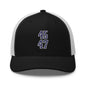 Donald Trump 45-47 Embroidered Mesh Trucker Hat Blue/White - Black/ White