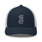 Donald Trump 45-47 Embroidered Mesh Trucker Hat Blue/White - Navy/ White