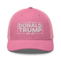 Donald Trump 45-47 Embroidered Mesh Trucker Hat - Pink
