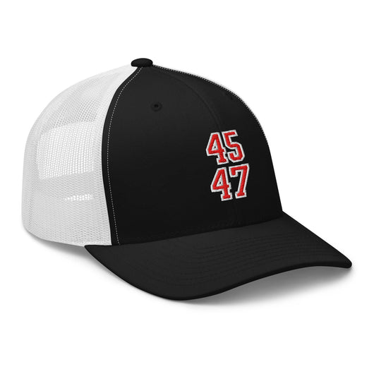 Donald Trump 45-47 Embroidered Mesh Trucker Hat Red/White