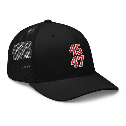Donald Trump 45-47 Embroidered Mesh Trucker Hat Red/White