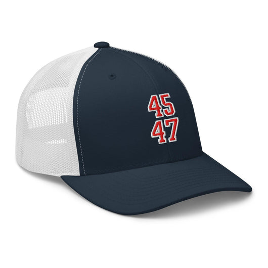 Donald Trump 45-47 Embroidered Mesh Trucker Hat Red/White
