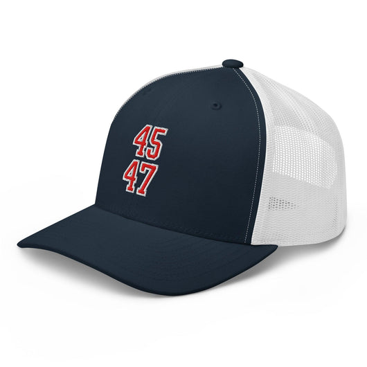 Donald Trump 45-47 Embroidered Mesh Trucker Hat Red/White