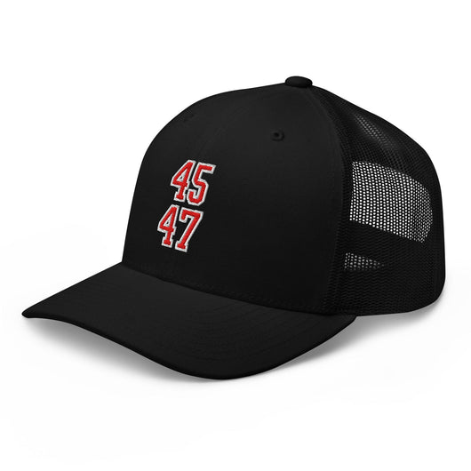Donald Trump 45-47 Embroidered Mesh Trucker Hat Red/White