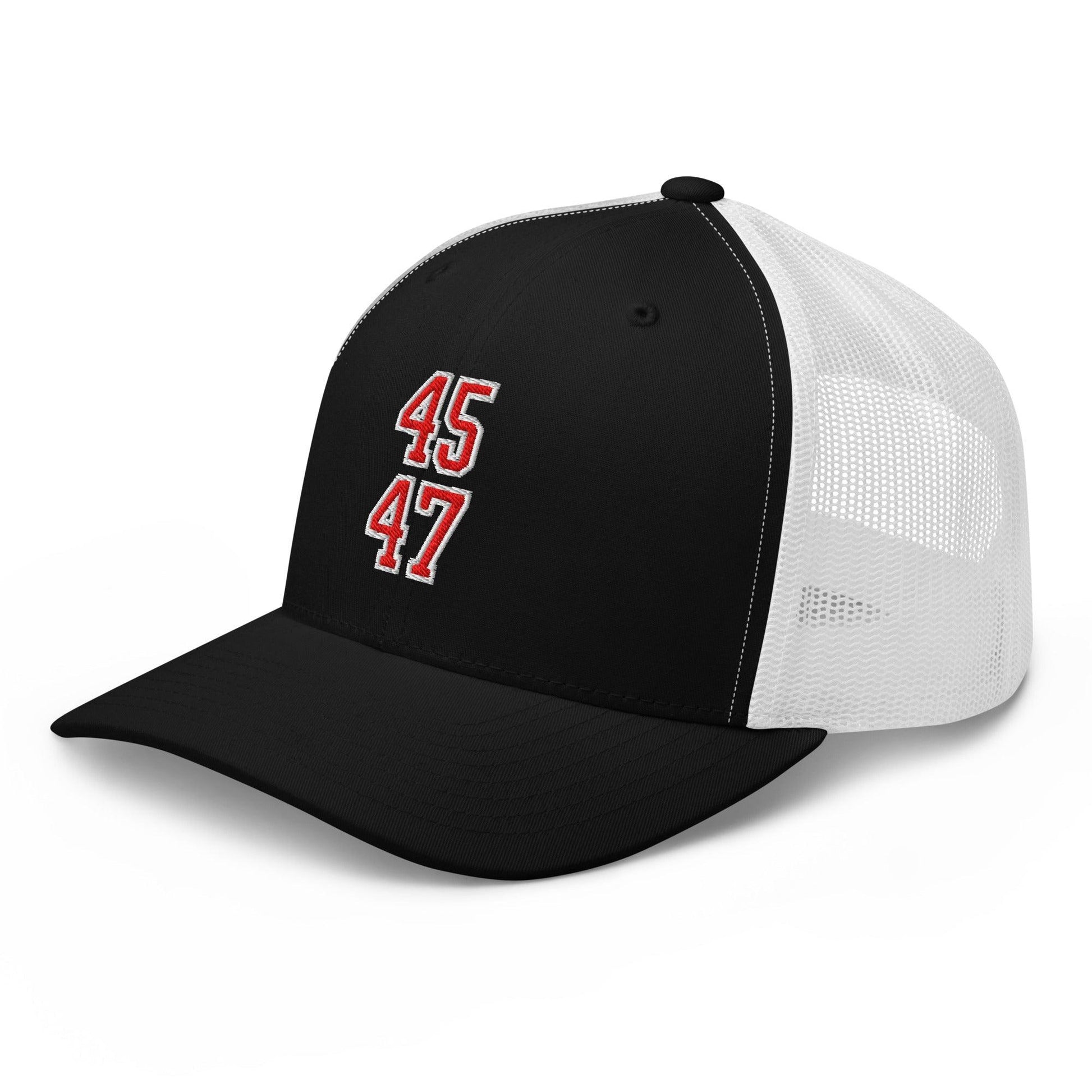 Donald Trump 45-47 Embroidered Mesh Trucker Hat Red/White