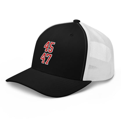 Donald Trump 45-47 Embroidered Mesh Trucker Hat Red/White
