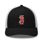 Donald Trump 45-47 Embroidered Mesh Trucker Hat Red/White - Black/ White