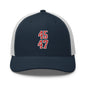 Donald Trump 45-47 Embroidered Mesh Trucker Hat Red/White - Navy/ White