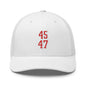 Donald Trump 45-47 Embroidered Mesh Trucker Hat Red/White - White