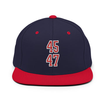 Donald Trump 45-47 Flat Bill Brim Snapback Hat - Navy/ Red - Headwear