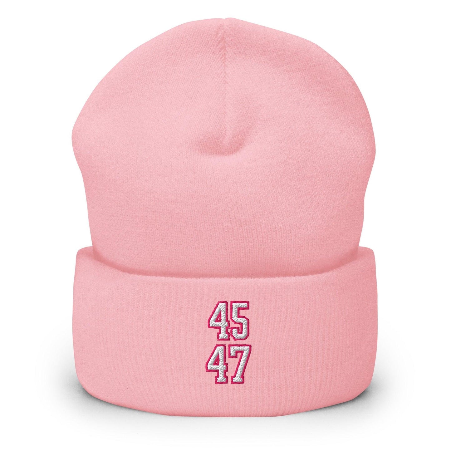 Donald Trump 45-47 Knit Cuffed Beanie - Baby Pink