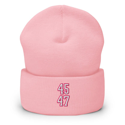 Donald Trump 45-47 Knit Cuffed Beanie - Baby Pink
