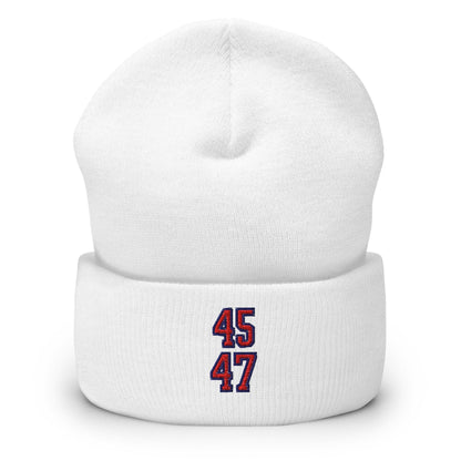 Donald Trump 45-47 Knit Cuffed Beanie - White