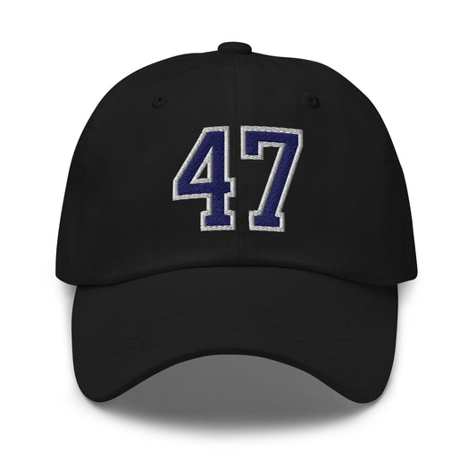 Donald Trump 47 Embroidered Dad Hat Blue/White - Black
