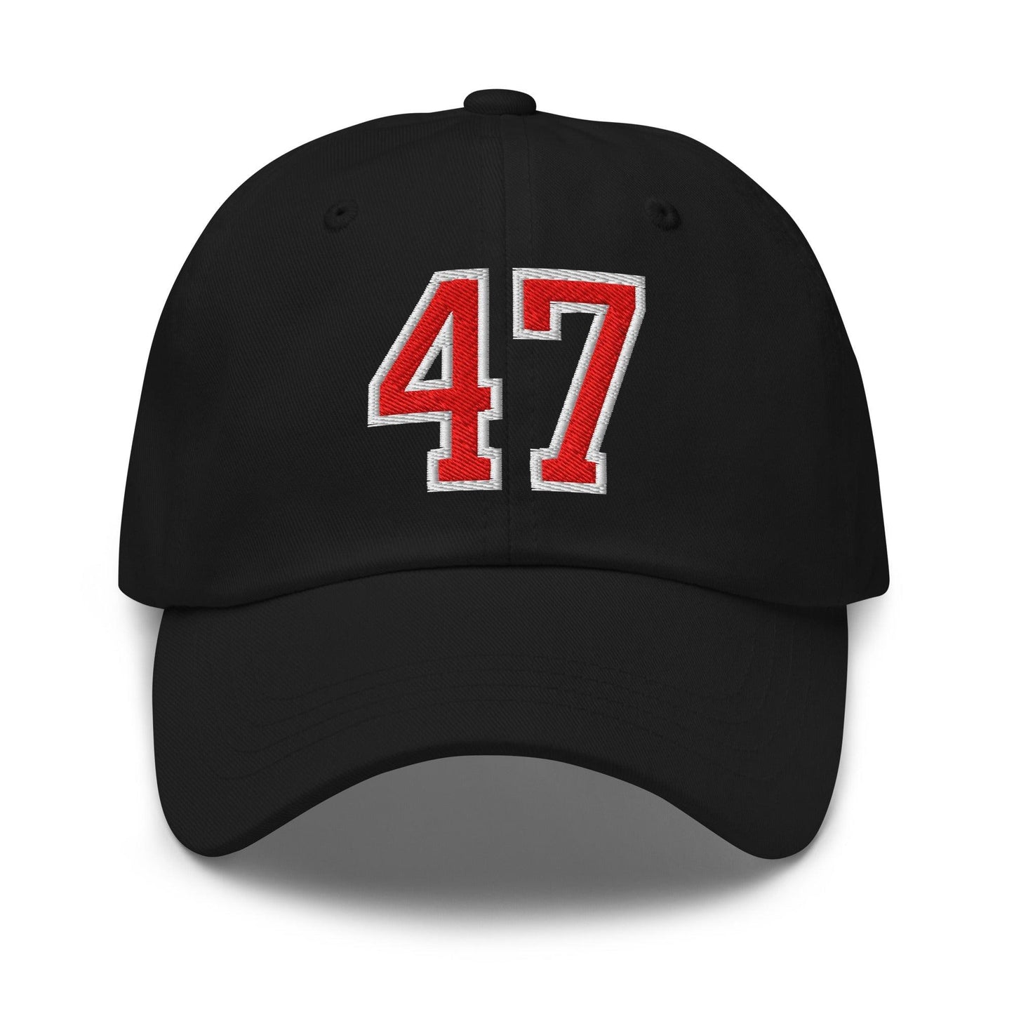 Donald Trump 47 Embroidered Dad Hat Red/White - Black