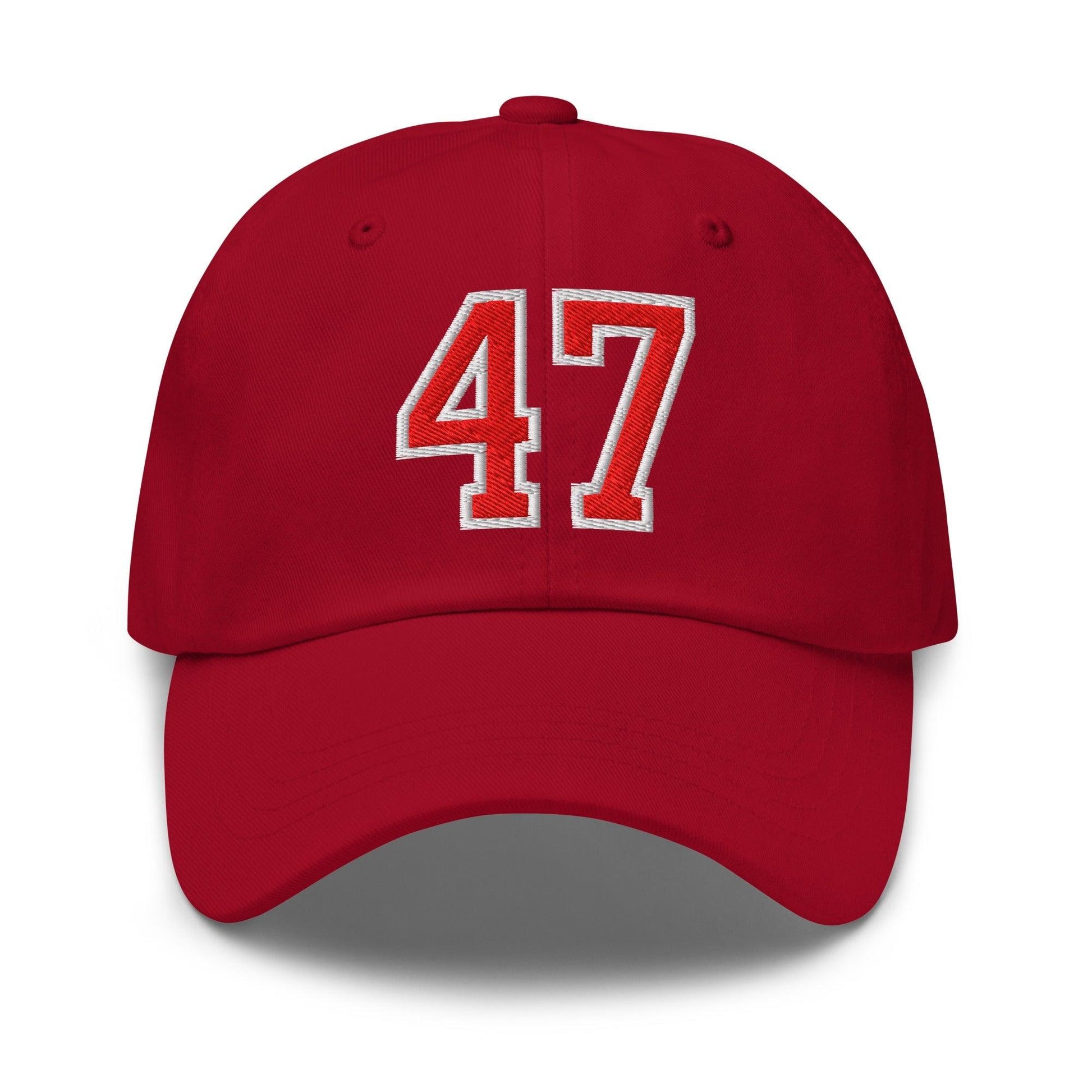 Donald Trump 47 Embroidered Dad Hat Red/White - Cranberry